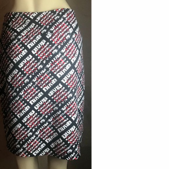 J. Jill NWOT Red Black Knit Pencil Skirt Size M - Picture 2 of 6